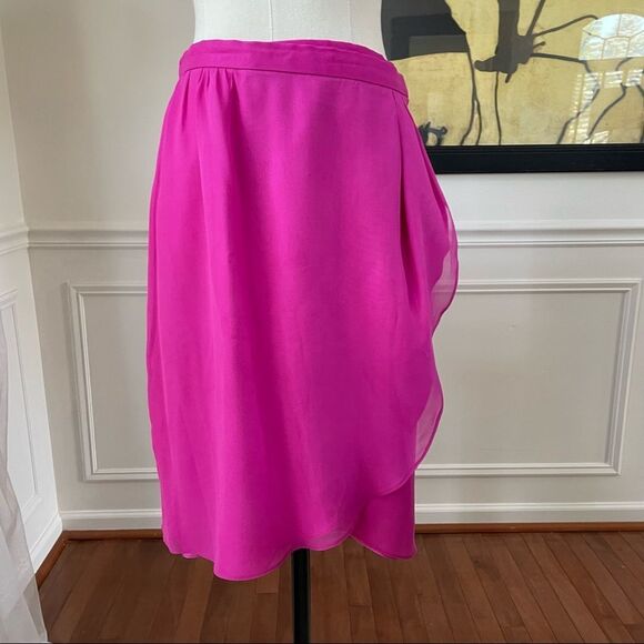 Vintage Constance Saunders Silk Jacket Wrap Skirt Raspberry 10 - Picture 7 of 12